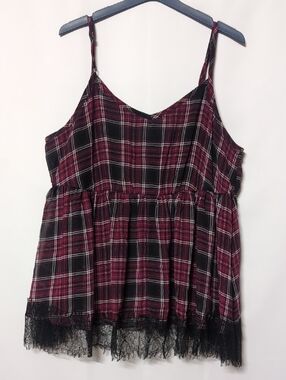 Torrid Plaid Lace Tank Top